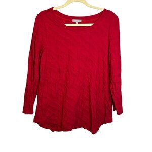 Habitat Blouse Women's Size Medium Textured Long Sleeve Red